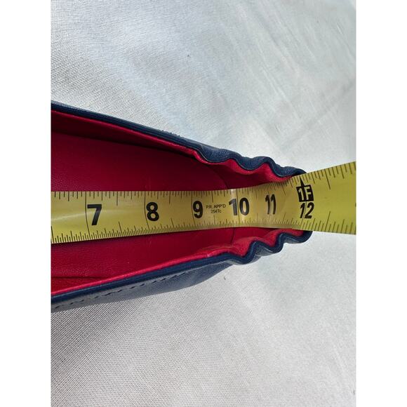 Tory Burch Womens sz 8.5 Minnie Travel Ballet Flat Navy Nantucket Red EUC - Picture 10 of 11